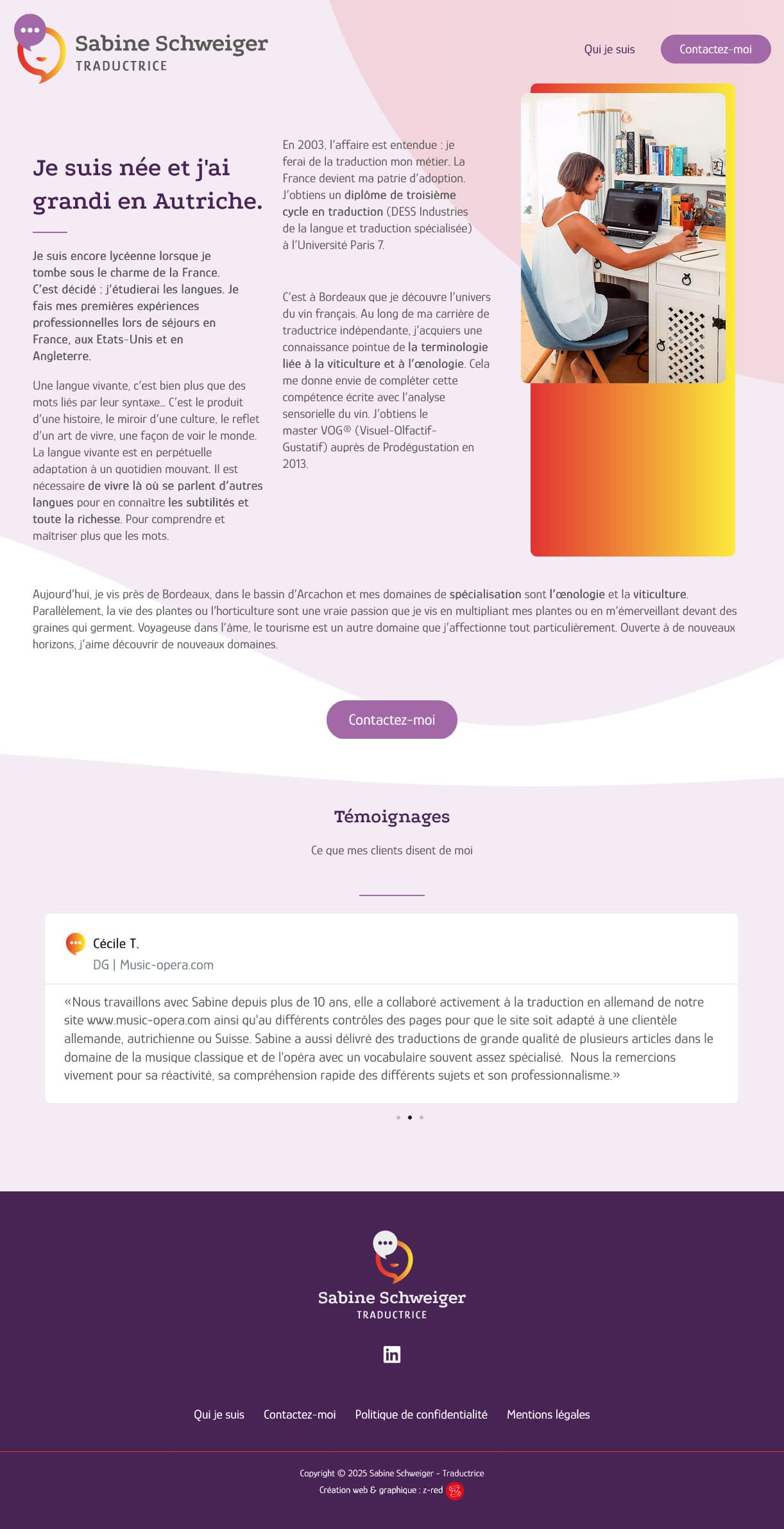 portfolio z-red : client Sabine Schweiger - traductrice